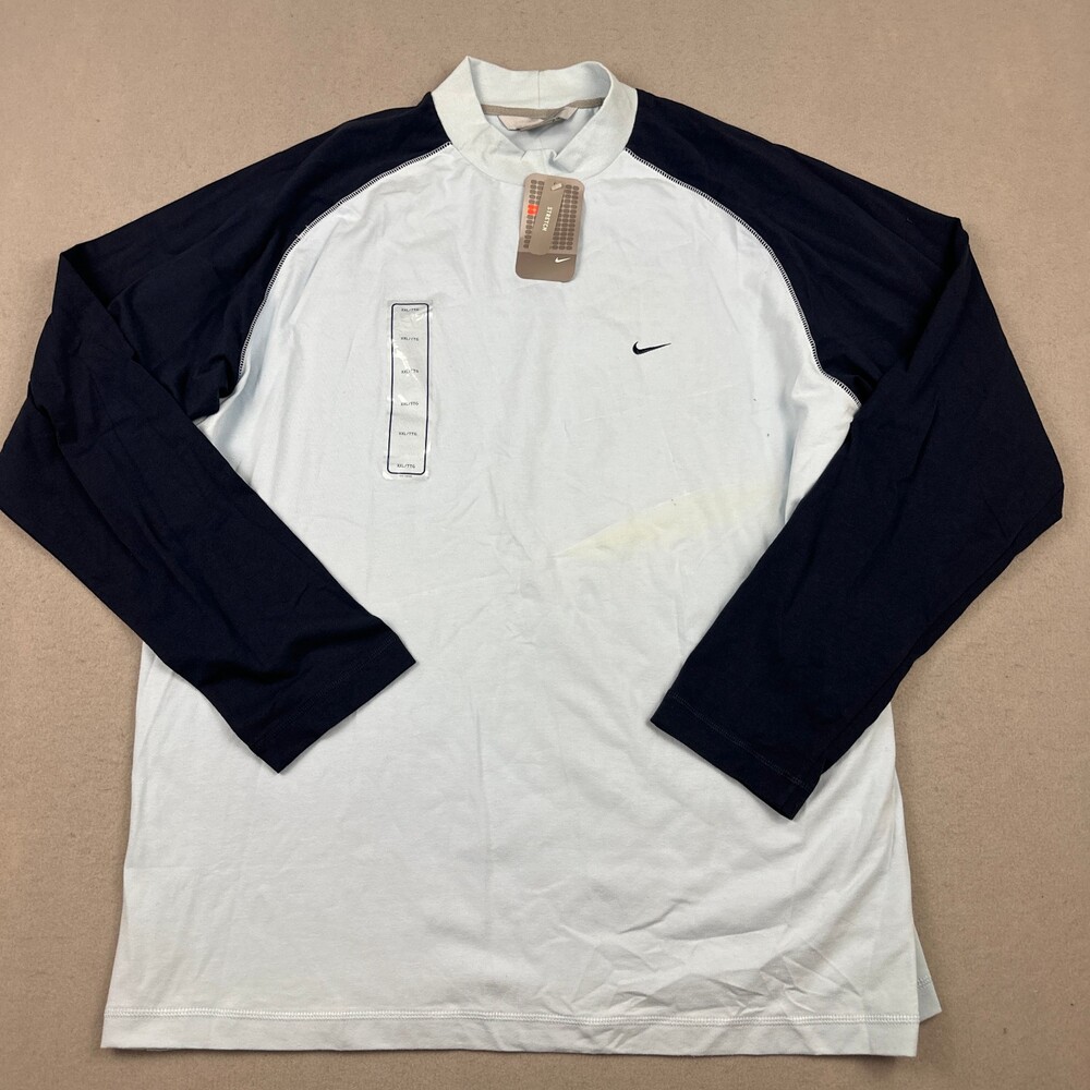 Vintage Nike Shirt Men 2XL Bllue Solid Swoosh Crew Pullover Deadstock Y2K 2005